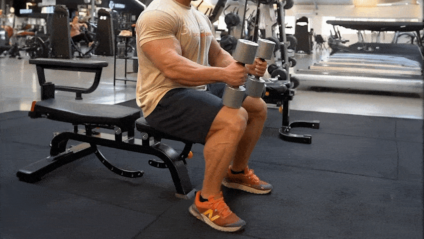 Как се правят повдигания на прасците с дъмбели?