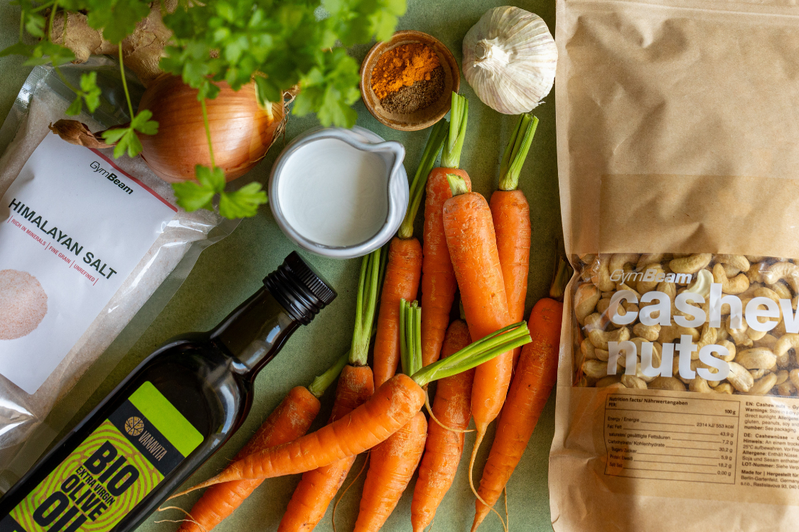 Крем супа от моркови с кашу - съставки Крем супа от моркови с кашу - съставки