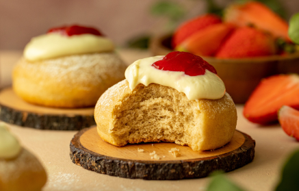 Фитнес рецепта: Понички с мая с желе и крем от извара