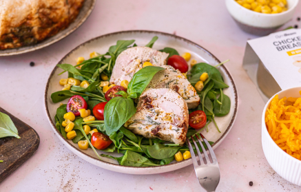 Кекс с пилешко месо със спанак и сирене