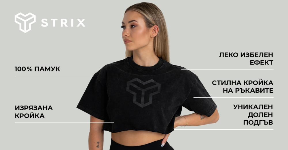 Дамски топ CropTop Washed Black - STRIX