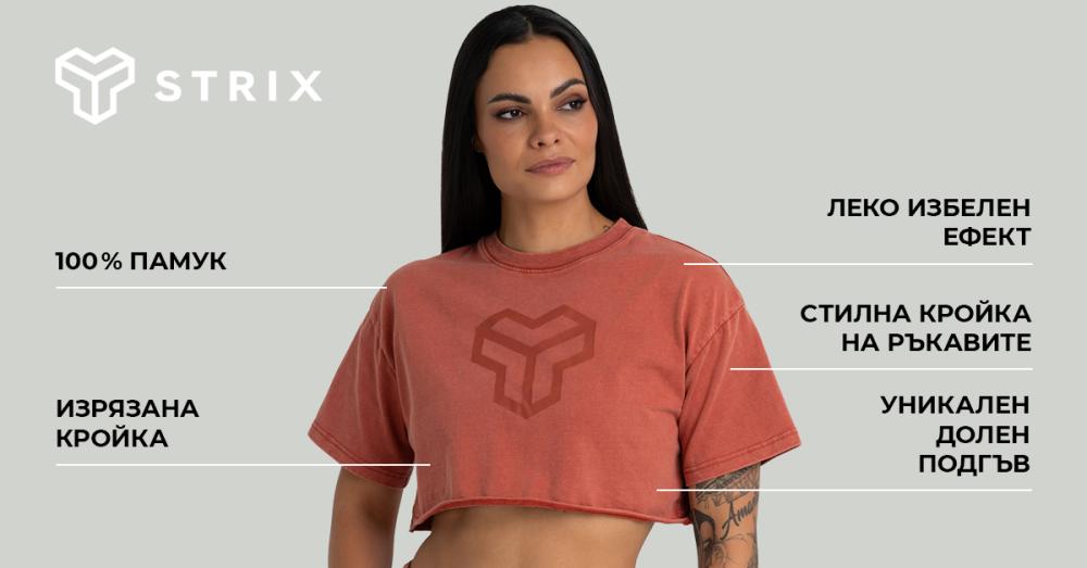 Дамски кроп-топ Washed Black - STRIX