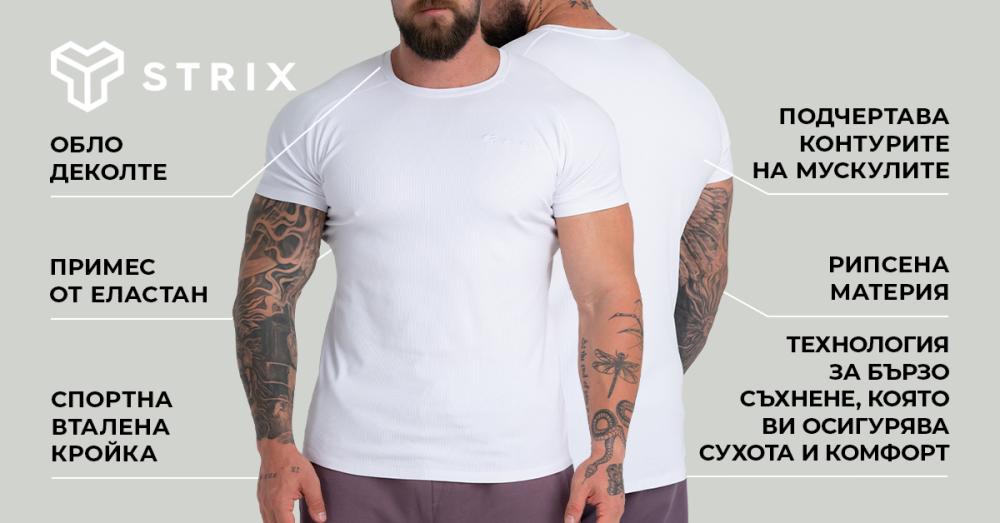 Тениска с ребра в черно - STRIX