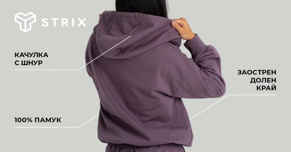 Дамска измита качулка с цип Black - STRIX