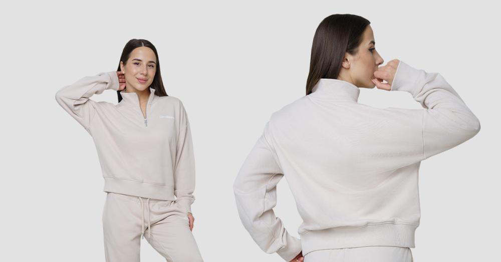 Дамски джъмпер Agile 1/2 Zip Desert - GymBeam