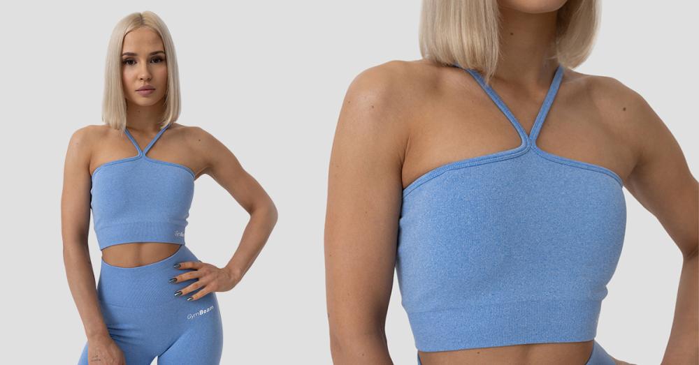 Halter FLO Sports Bra Blue - GymBeam