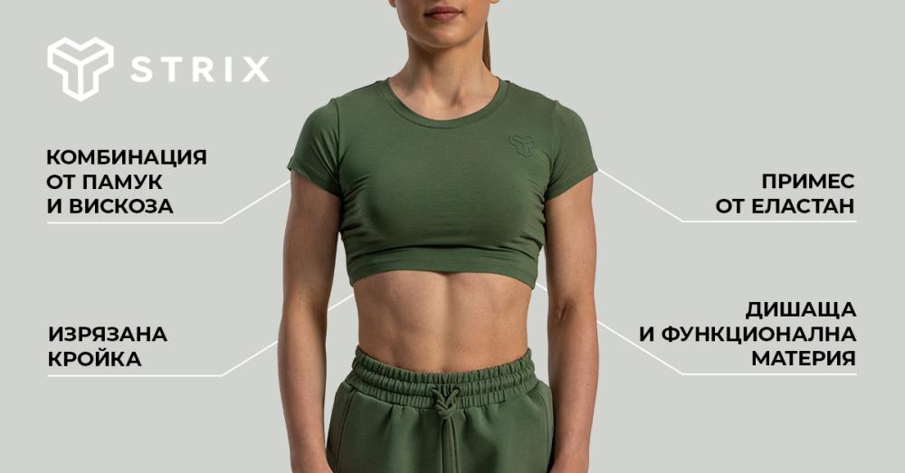 Дамски топ Essential Crop Top Cedar Green - STRIX