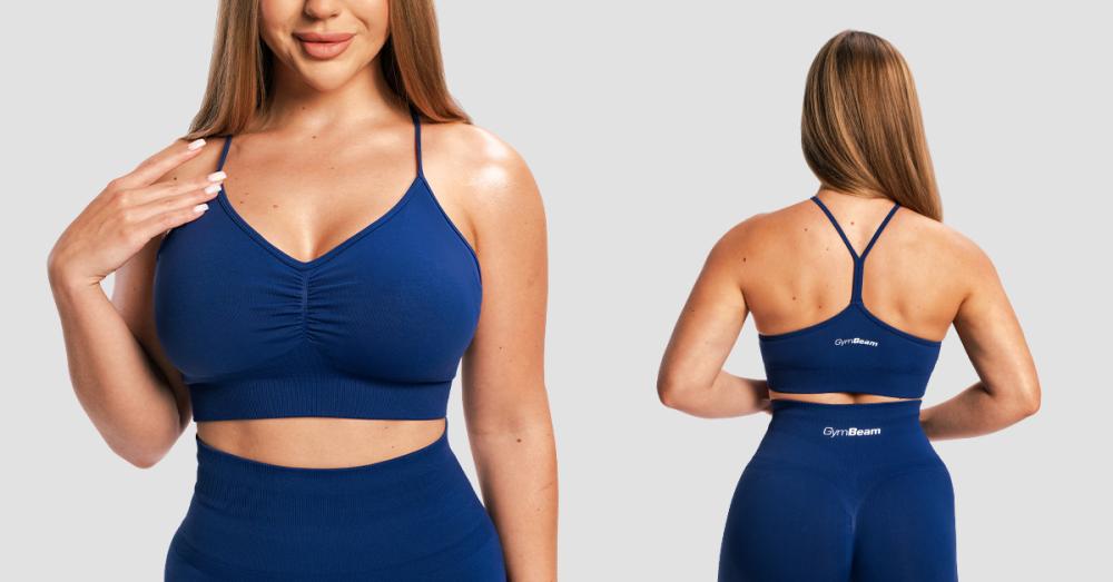Seamless Sports Bra Sculpt Navy - GymBeam