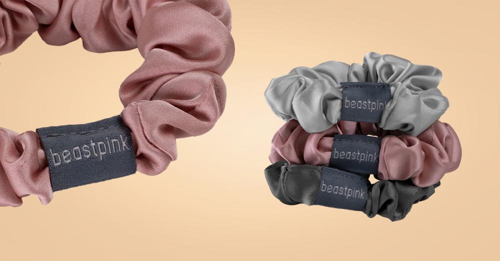 Комплект от сатенени връзки за коса Mix - BeastPink