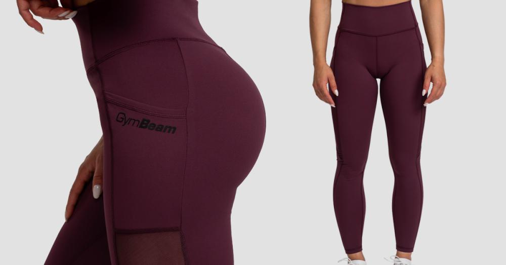 Women‘s Leggings Mesh Panel Eggplant - GymBeam