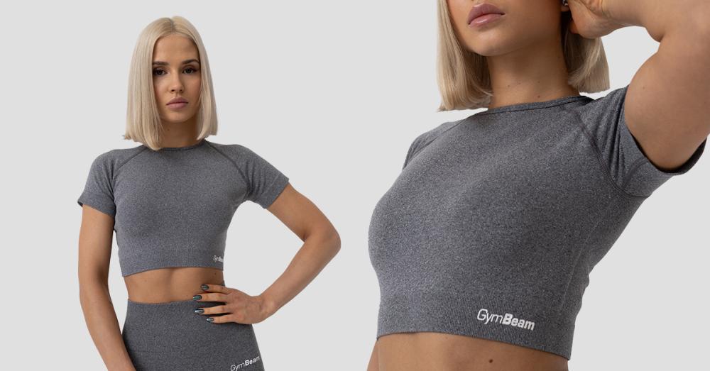 Дамски топ FLO Crop Top Grey - GymBeam