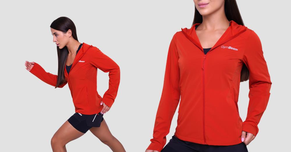 Дамско яке за бягане Pulse Running Jacket Orange - GymBeam