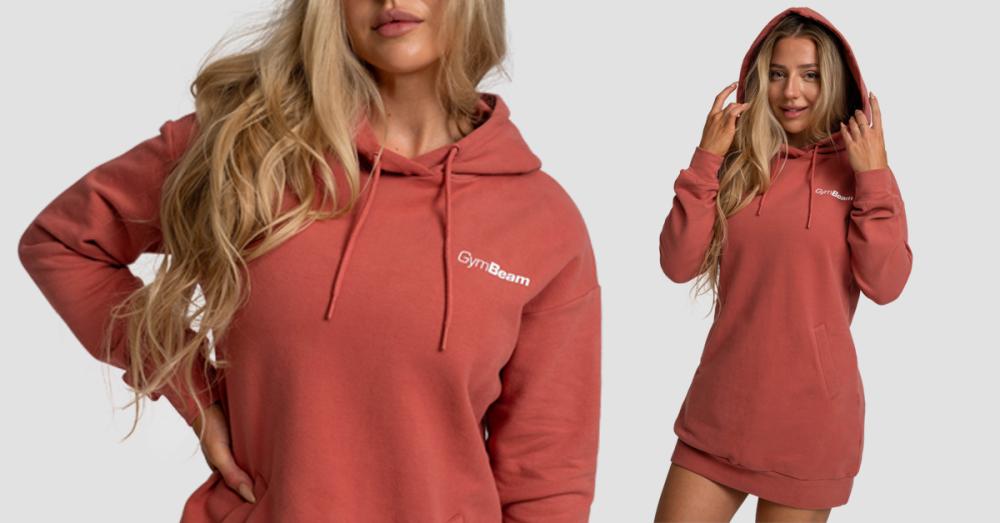 Дамска качулка Limitless Longline Hoodie Cinnamon - GymBeam