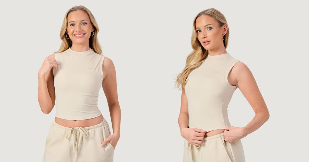 Дамски топ NEO Turtleneck Almond - GymBeam