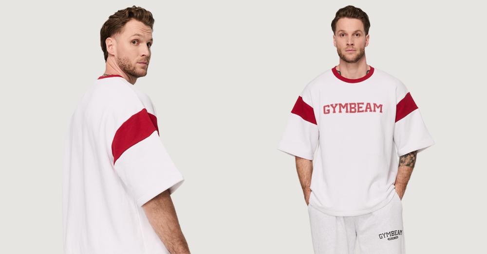 Тениска Premium Heavyweight Varsity White  - GymBeam