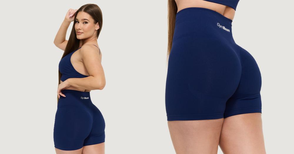 Дамски безшевни шорти Sculpt Navy - GymBeam