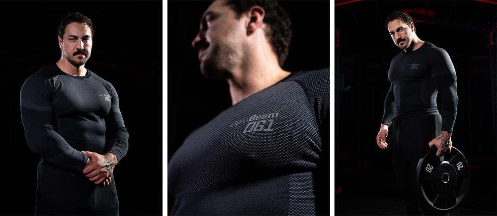 Безшевна блуза с дълъг ръкав OG1 Black/Grey - GymBeam