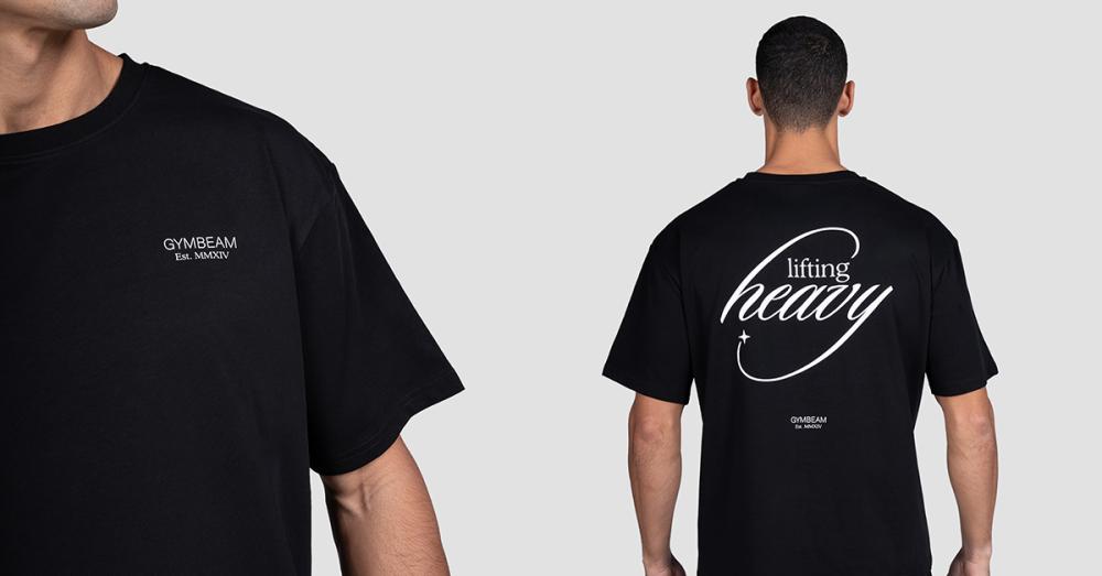 Мъжка тениска Lifting Heavy Black - GymBeam