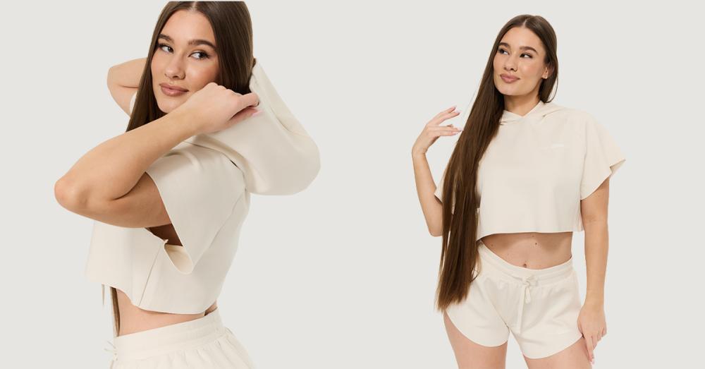 Дамски суичър Relay Cropped Pearl - GymBeam