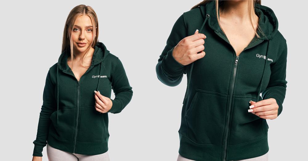 Women's Zipper Hoodie Pine - GymBeam