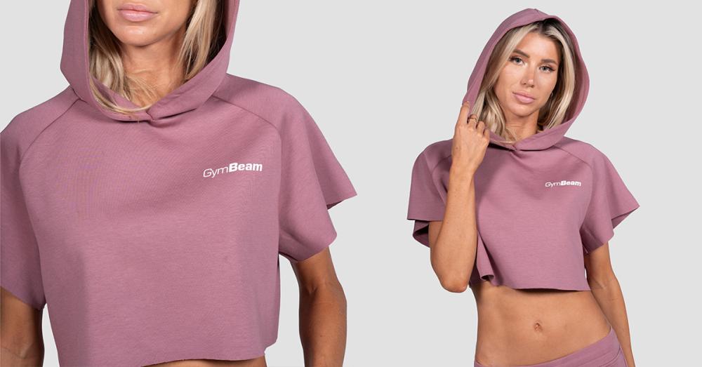 Дамски къс суичър Relay с качулка Haze - GymBeam