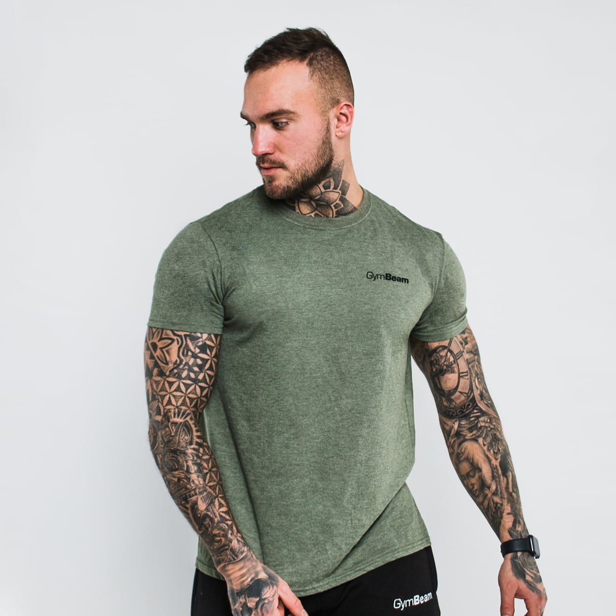Тениска Basic Heather Military - GymBeam