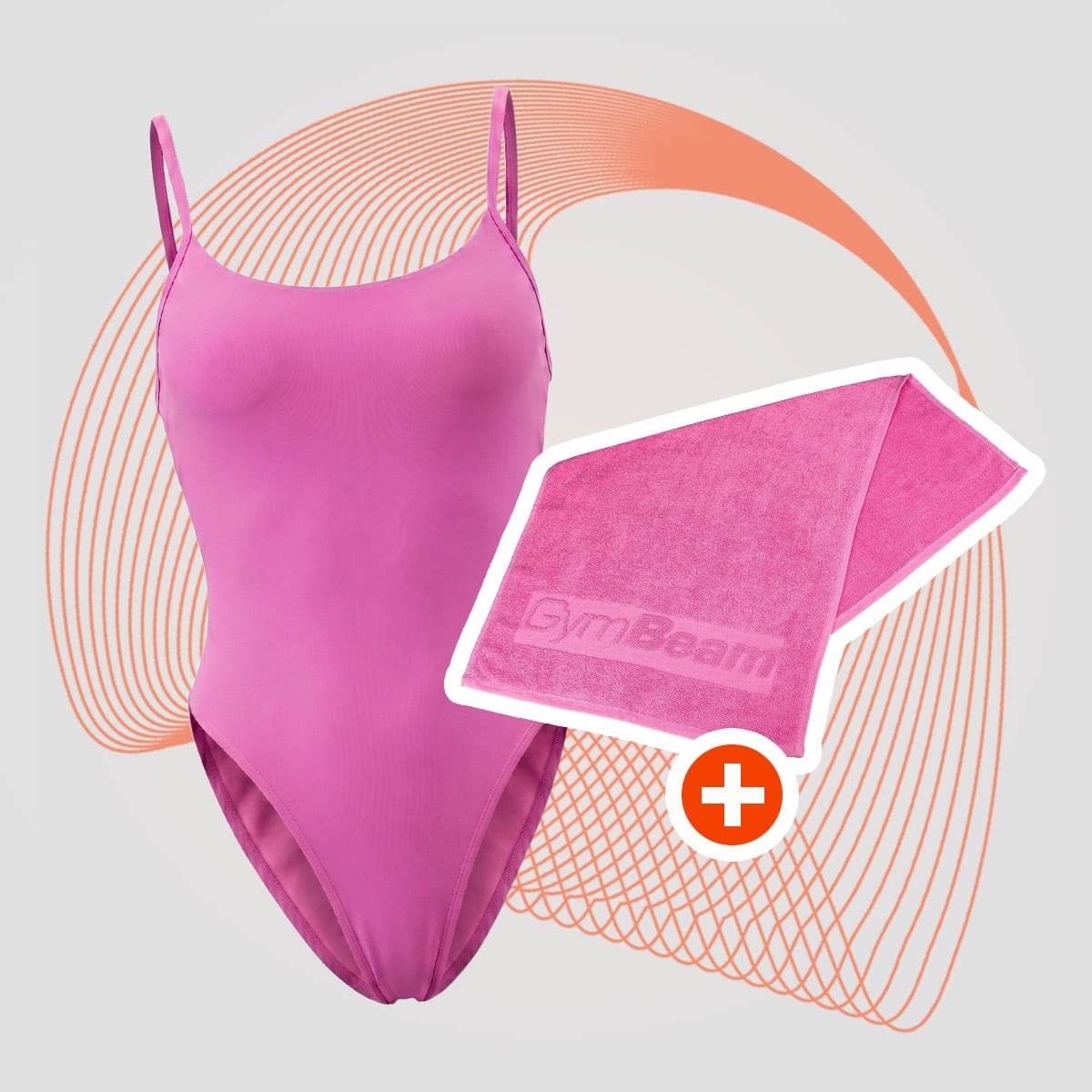 Дамски бански ARUBA Pink - GymBeam + подарък