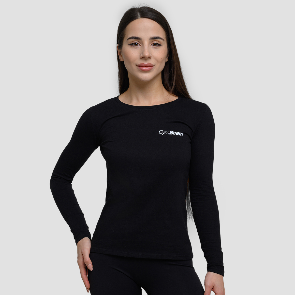 Дамска тениска Basic Long Sleeve T-Shirt Black - GymBeam