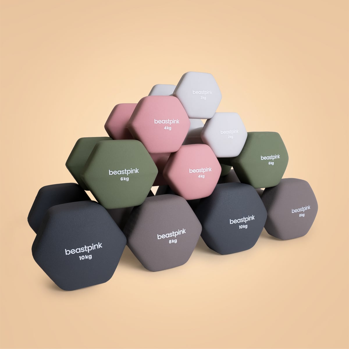 Неопренов шестоъгълен дъмбел - BeastPink