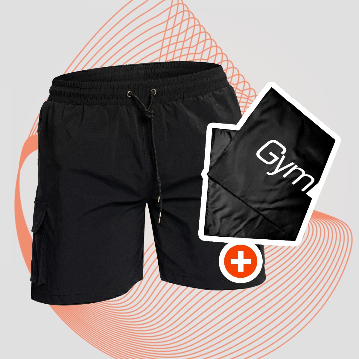 Мъжки бански Cargo Black - GymBeam + подарък