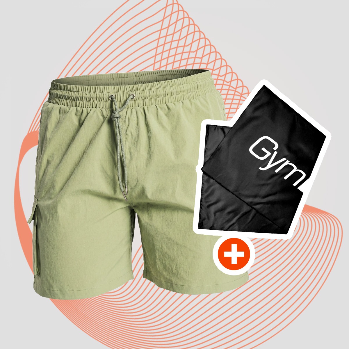 Мъжки бански Cargo Olive - GymBeam + подарък