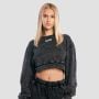 Дамски къс суичър Aura Washed Black - GymBeam S