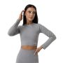 Дамски топ FLO Ribbed CropTop Grey - GymBeam S