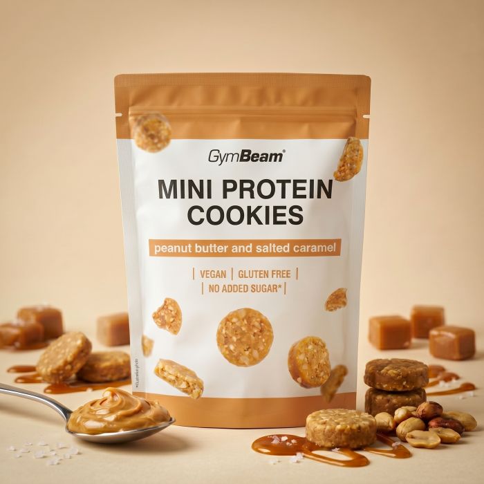 Мини протеинови бисквити - GymBeam 100 g - фъстъчено масло с шоколад