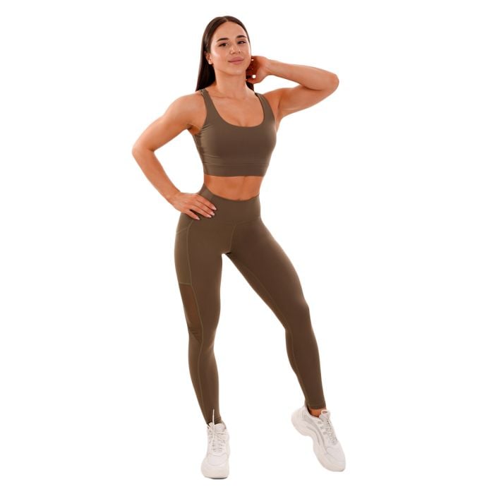Дамски клин Mesh Panel Olive - GymBeam M