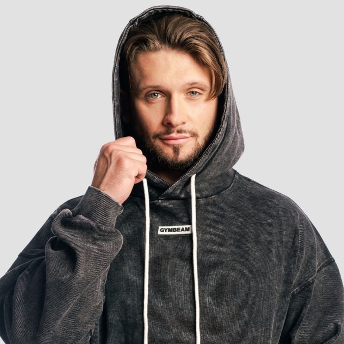 Суичър Aura Hoodie Washed Black - GymBeam L