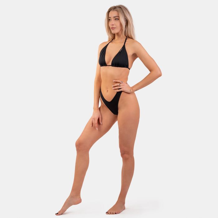 Класическо долнище на бански с висока талия Black - NEBBIA S