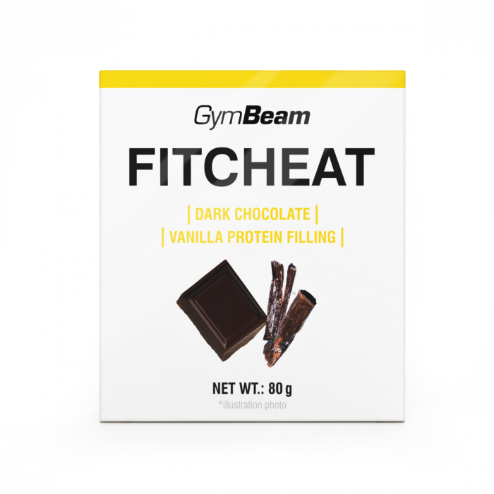 Протеинов Шоколад Fitcheat - GymBeam 80 g - черен шоколад с ванилия