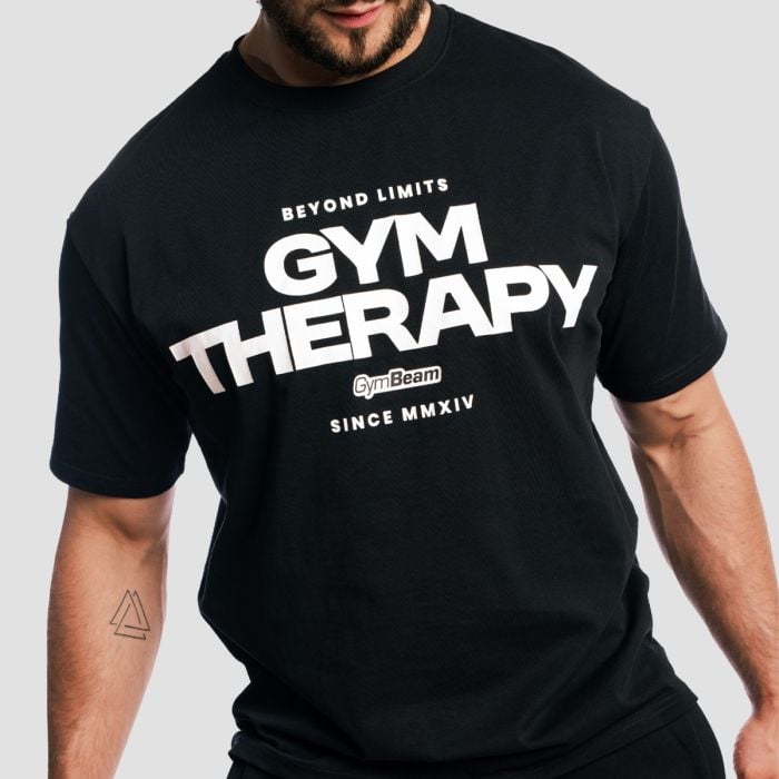 Тениска Gym Therapy Black - GymBeam XL