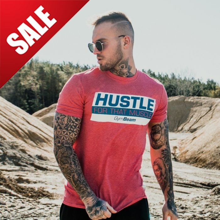 Teниска Hustle For That Muscle Heather Red - GymBeam