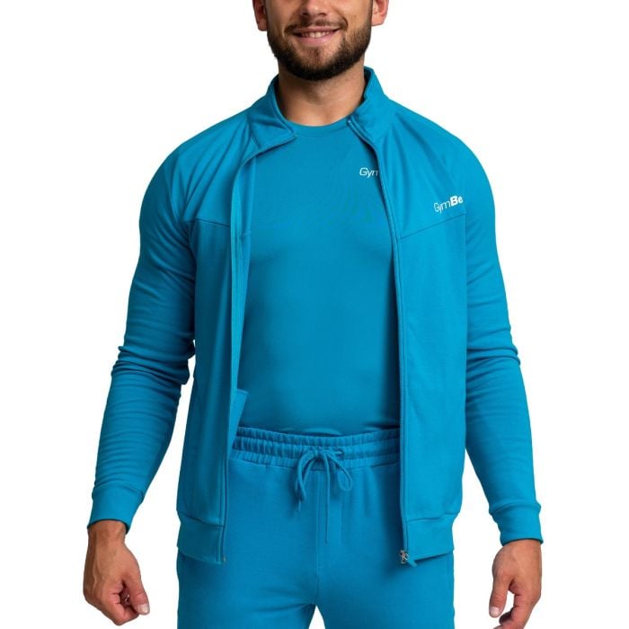 Мъжки суичър с цип Limitless Zip Up Aquamarine - GymBeam XL