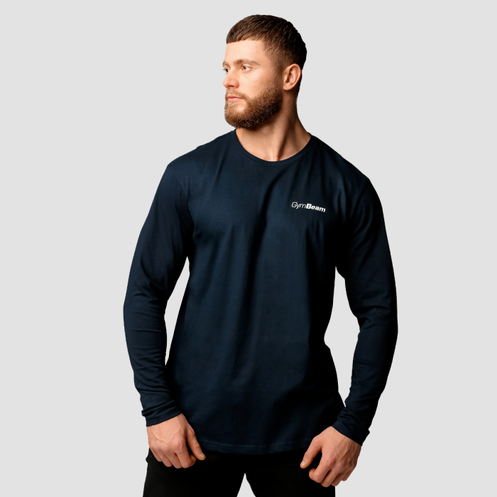 Мъжка тениска Basic Long Sleeve T-Shirt Navy - GymBeam