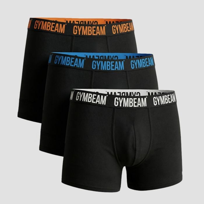 Мъжки боксерки FIT, 3 броя, черни - GymBeam XXXL