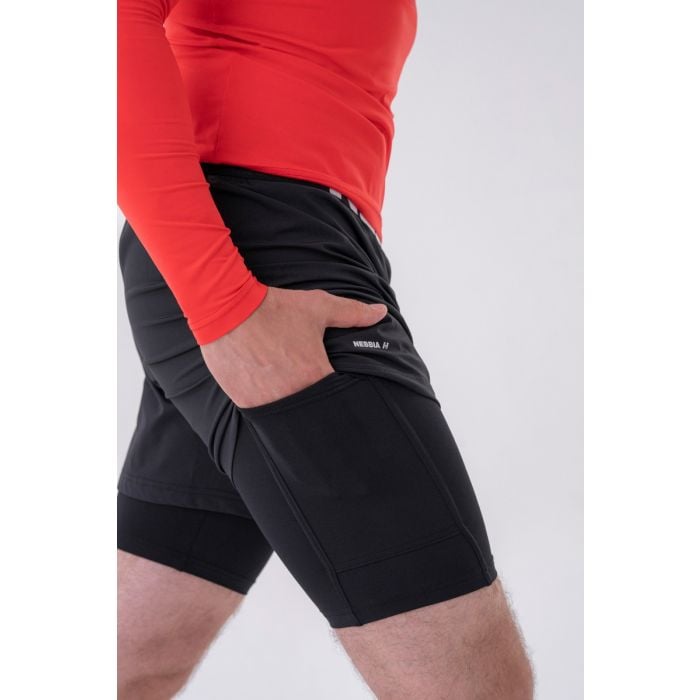 Мъжки шорти Double-Layer Black - NEBBIA XXL