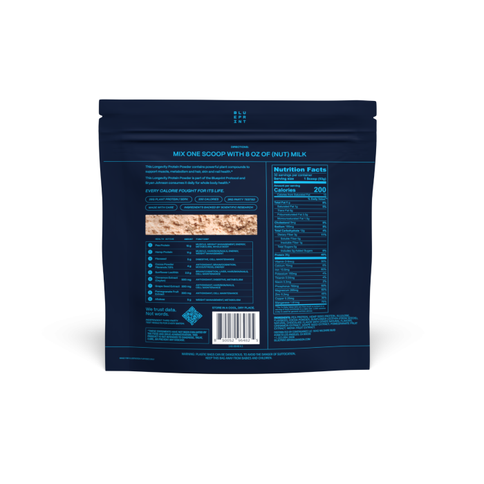 Longevity Protein - Blueprint by Bryan Johnson 1581 g - шоколад