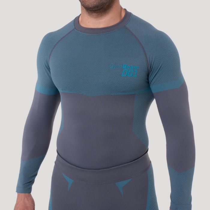 Безшевна блуза с дълъг ръкав OG1 Grey/Blue - GymBeam XXL