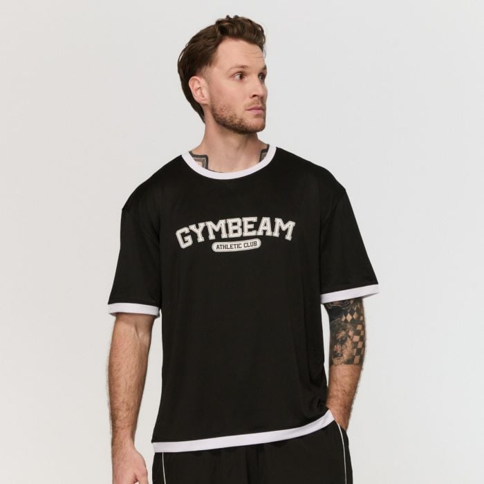 Мъжка овърсайз тениска Varsity Black - GymBeam M