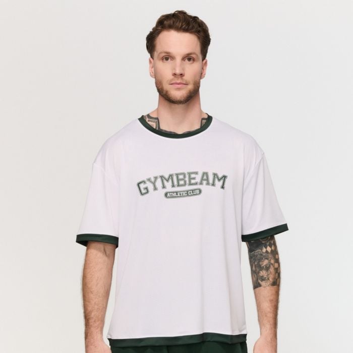 Мъжка овърсайз тениска Varsity White - GymBeam M