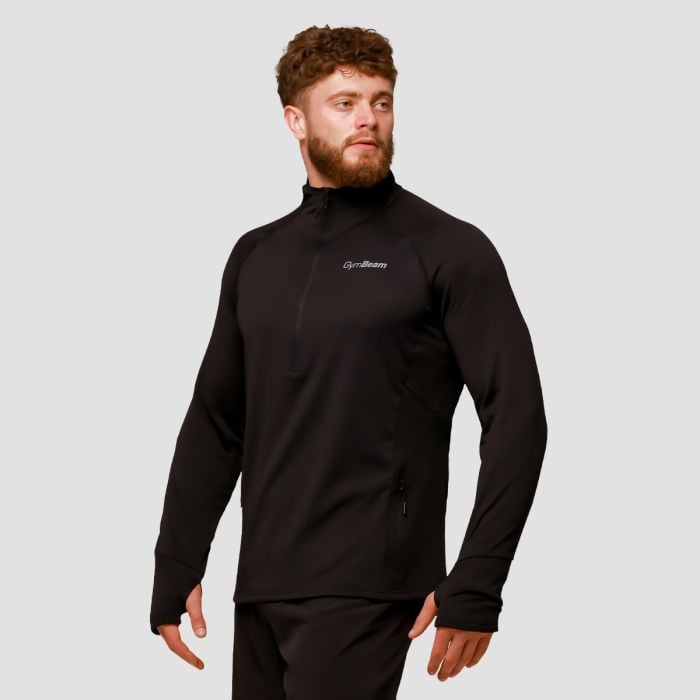 Pulse 1/2 Zip Running суичър Black - GymBeam L