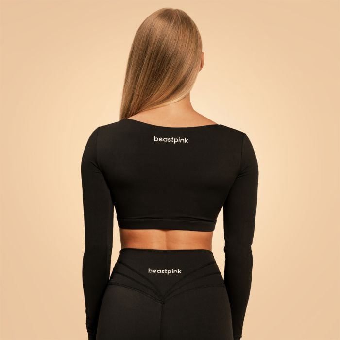 Дамски топ Sense Crop Top Black - BeastPink M